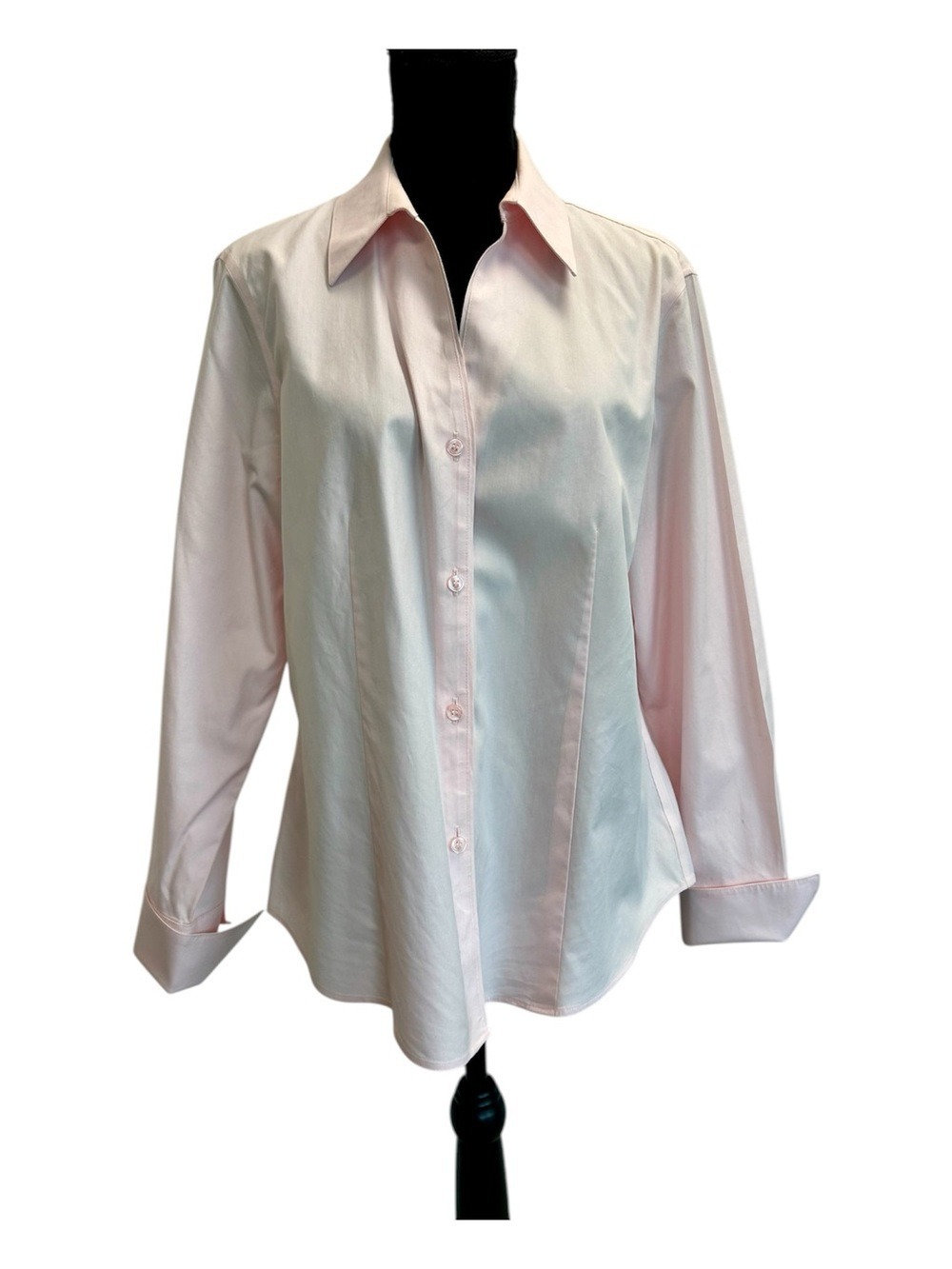 Jones New York light pastel pink button-down dress shirt women's non iron 14